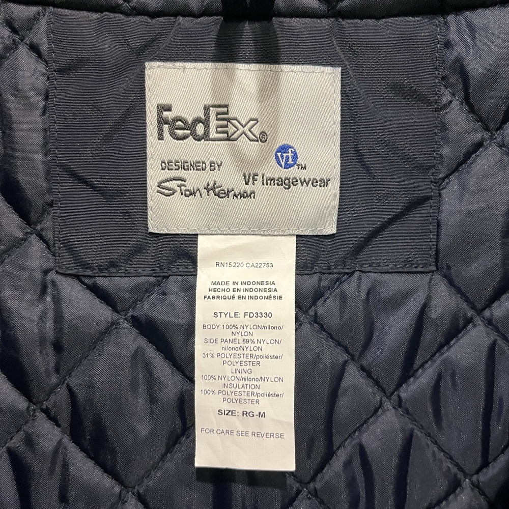 FedEx Stan Herman Primaloft Parka Jacket Mens Medium Blue Black FD3330 NWT - Picture 6 of 8